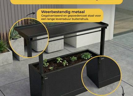 Kweekbak - Plantenbak - Moestuin - Irrigatiesysteem - Balkon - Verstelbaar - Planten - Antraciet
