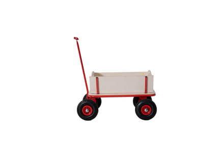 Bolderkar | Houten Bolderkar | Tuinkar | 50 KG | Rood | Naturel