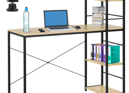 Bureau – Werkbureau – Computer Bureau – Bureautafel – 48 x 120 x 120 cm – 100 Kg - industriële - Zwart - Naturel