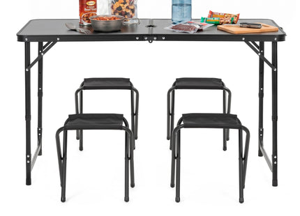 Picknick Tafel Met Stoelen- Campingtafel - Campingset - Biertafel - Horeca -Tafel - Stoelen - Opvouwbaar - Zwart - 120 x 60 x 55 cm