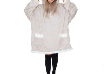 Oversized Fleece Deken/Trui - Oversized Deken - Oversized Trui - Hoodie - Capuchon - Lichtgrijs