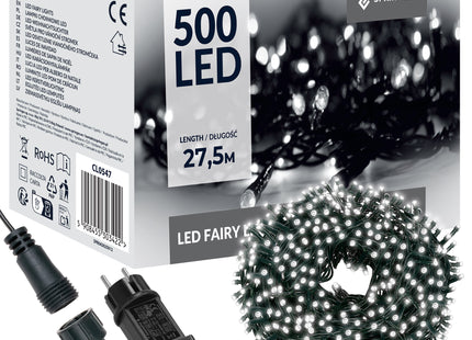 Kerstverlichting | 27,5 m | 500 LED | Koud Wit | 8 Lichtfuncties