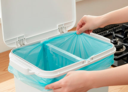 Prullenbak - Afvalbak - Vuilnisbak - Vuilbak - Op Wielen - Afvalscheidingsbakken -  3 Delig - 42 Liter - 83,5 x 42 x 28,5 Cm - Wit