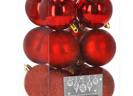 Kerstballen | 12 Stuks | 6 cm | Rood