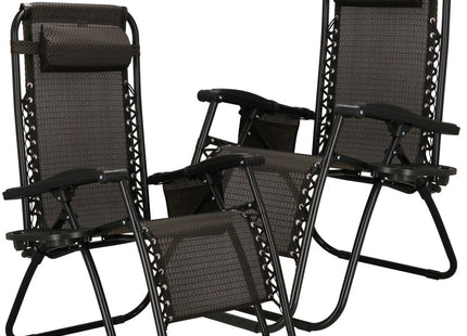 Tuinstoelen | Ligstoel | Opvouwbaar | Verstelbaar | Ergonomische Hoofdsteun | 2 Stuks | Bruin/Zwart