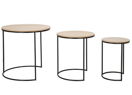Salontafel | Salontafel Set | Rond | 3-Delig | Zwart/Hout