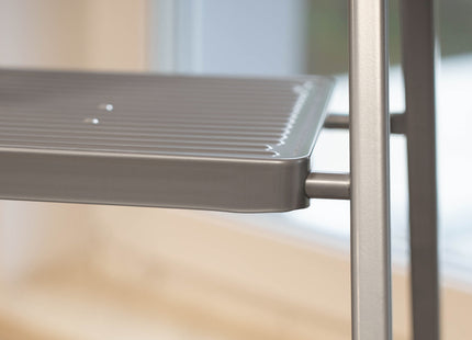 Huishoudtrap - Ladder - Keukentrapje - 4 - Etages - Antislip - Opvouwbaar - Grijs - 150 KG - Grijs