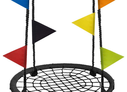 Nestschommel | Schommel Kinderen | Kinderschommel | Maximale Belasting 180 kg | Inclusief Vlaggetjes | Zwart