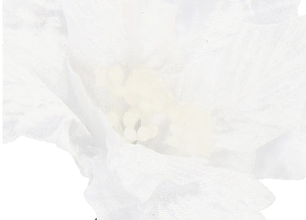 Kunstbloem - Witte Poinsettia - Ster van Bethlehem - Wit - Glitters