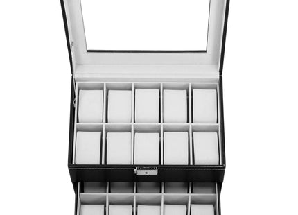 Horlogedoos - Horlogebox - Horlogeopberger - Zwart -  20 Horloges - 28 x 20 x 16,5 cm