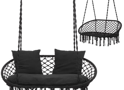 Hangstoel | Binnen & Buiten | Belastbaar tot 300 kg | 108 x 64 cm | Inclusief Kussen | Zwart