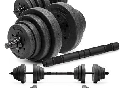 Dumbellset - 30 KG - Halter Verlengstuk - Verstelbaar - Complete Set - Thuis Sporten - Zwart