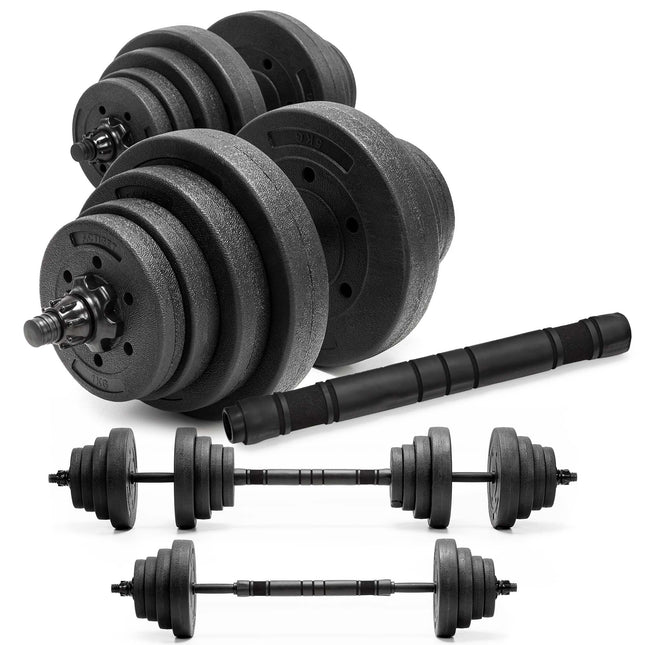 Dumbellset - 30 KG - Halter Verlengstuk - Verstelbaar - Complete Set - Thuis Sporten - Zwart
