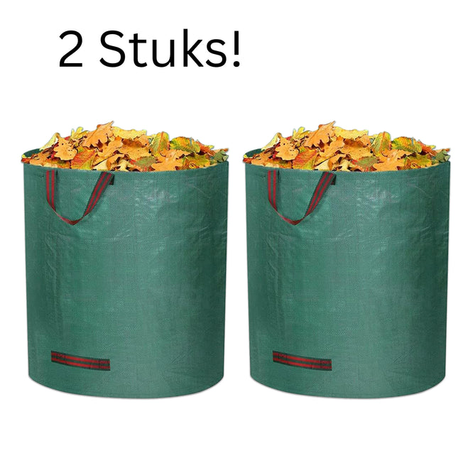 Tuinafvalzak - 272 liter - Duurzaam - Herbruikbaar - Scheurvast - Kunststof - Ø 67 cm x 70 cm hoog - Groen - 2 Stuks