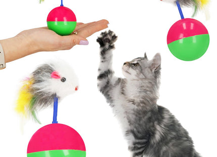 Kattenspeeltjes | Kattenspeelgoed | Bal met Muis | Multicolor