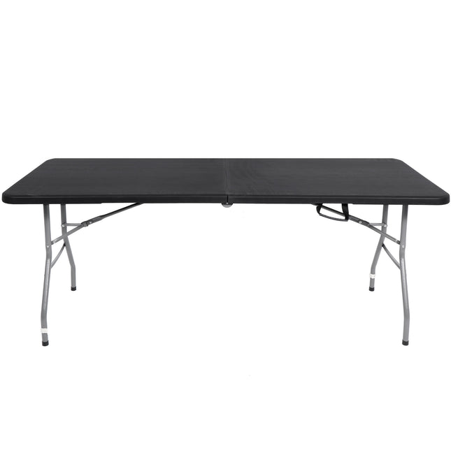 Klaptafel | Vouwtafel | Kampeertafel | Inklapbaar | Draagbaar | 180 x 75 cm | Zwart/Grijs