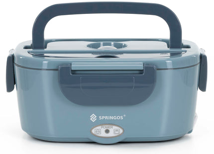 Elektrische Lunchbox 1,5 Liter – Verwarmbare Broodtrommel – 12V/24V en 220-240V – Met 2 Compartimenten – Blauw