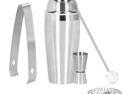Cocktail Set | 5-Delige Cocktail Shaker Set | RVS | 750 ml | Giftbox | Zilverkleurig