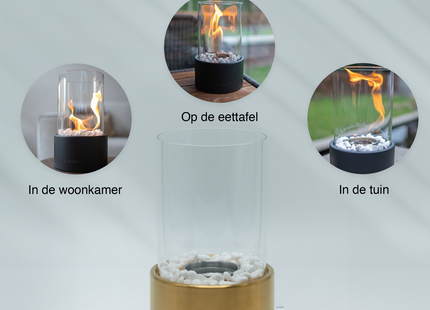 Bio Ethanol Sfeerhaard | Tafelhaard | Binnen & Buiten | Rond | Goud | ⌀ 15 CM