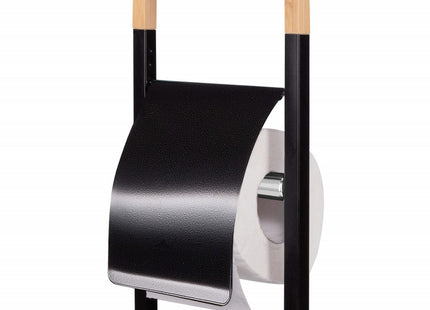 Toiletbutler | Toiletrolhouder | Toiletborstel Met Houder | Toiletaccessoire | Zwart/Bamboe