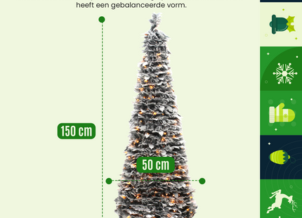 Pop-up Kunstkerstboom | 1 Minute | Snow-Tree | 90 cm | Met Verlichting | Ø 30 | 100 Led