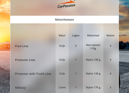CarPassion Protector Motorhoes - Beschermhoes - Waterdicht &amp; Vorstbestendig - Maat L - Grijs - 248 x 127 cm