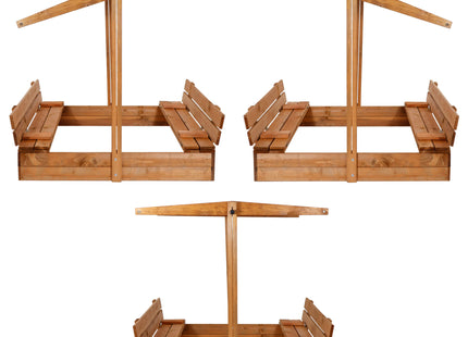 Zandbak - Met Deksel - Met Bank - Inclusief Gronddoek - Met Dak  - Geïmpregneerd - 120 x 120 CM