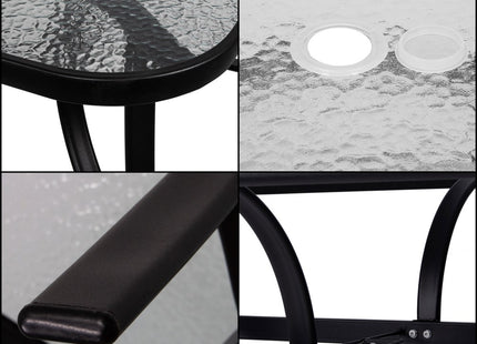 Tuintafel | 150 x 90 x 71 cm | Buitentafel | Eettafel Buiten | Metaal | Gehard Glas | Zwart