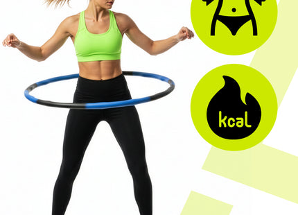 Hoelahoep - Hoepel - Fitness - Opvouwbaar - Cardiotraining - Massage - Grijstinten - Blauw - 88 Cm