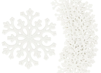 Kersthanger | Sneeuwvlok | Wit | Glitter | Kunststof | 8 cm | 8 Stuks