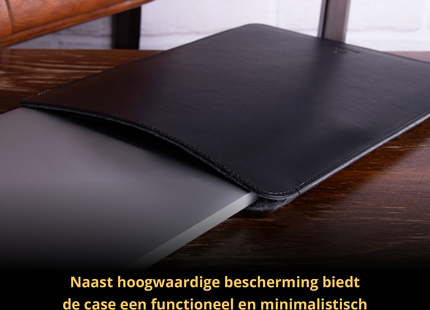 Baltan Leren Laptop Sleeve - Voor MacBook - Laptophoes - 13 inch - Zwart
