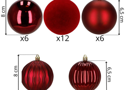 Kerstballen | 36 Stuks | 6,5 cm | Rood