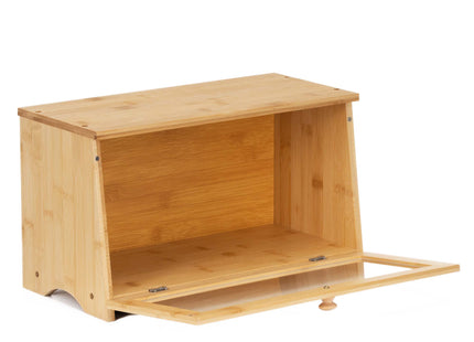 Broodtrommel Voor Op Het Aanrecht - Broodmand - Metaal - Bamboe Deksel - Naturel - 20 X 40 X 23 CM