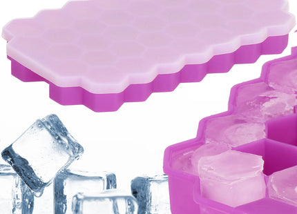 IJsblokjes vorm - Siliconen - Honinggraat - 37 Stuks - Paars - 20x12x2.5x CM