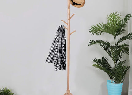 Staande Kapstok | Hout | 8 Haken | Garderobe Kapstok | Naturel | 175 cm