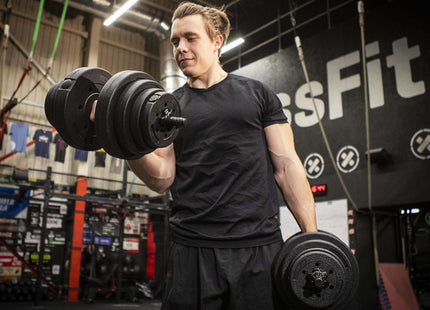Dumbellset - 30 KG - Halter Verlengstuk - Verstelbaar - Complete Set - Thuis Sporten - Zwart
