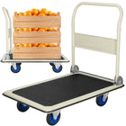 Transportwagen | Plateauwagen | Platformwagen | 90 x 60 x 85 cm | Zwart/Crème/Blauw
