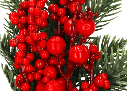 Kersttak | Lijsterbessen Decoratie | Rood | Middenstuk | 32 cm
