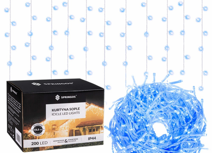 IJspegel Verlichting | 8 m + 2.5 m Snoer | 200 LED | Blauw | Koppelbaar