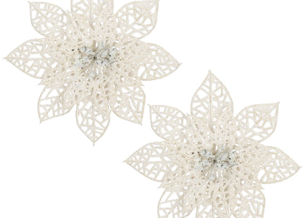 Kerstboomhanger | Met Clip | Ster van Bethlehem | Wit Glitter | 13 Cm
