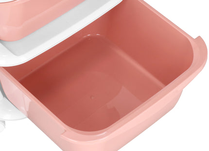 Ladekast | Ladesysteem | Speelgoedkist | Ladeblok | Opbergkast | Met 5 Laden | Op Wielen | Kunststof | Roze | Wit