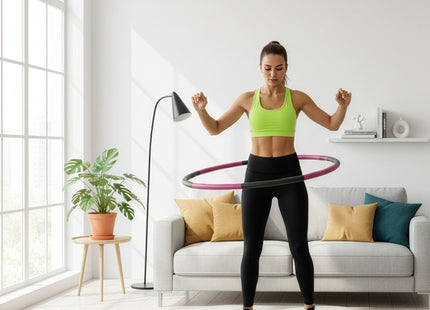 Hoelahoep - Hoepel - Fitness - Opvouwbaar - Cardiotraining - Massage - Grijstinten - Roze - 88 Cm