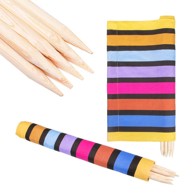 Strand Windscherm Met Stokken | Windscherm Strand | Windscherm Camping | 12 Meter | Multicolor/Zwarte Strepen