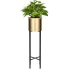 Staande Plantenbak | Plantenbakken | Metaal Zwart/Goud | 66 cm