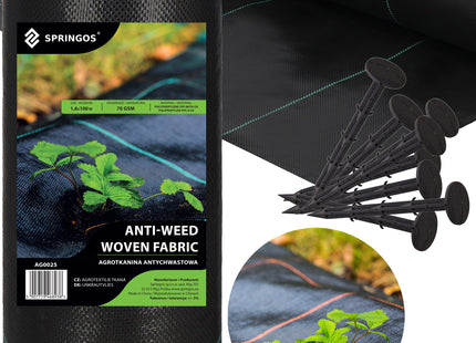 Worteldoek - Anti -Onkruid - Beschermfolie -  70g - 1,6X100 M - Zwart