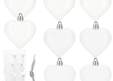 Kersthanger | Kerstbal | Hartjes | 6 Stuks | 7 cm