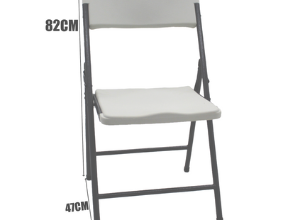 Klapstoel - Vouwstoel - Kampeerstoel - Opvouwbaar - Stoel - Kunststof - Waterbestendig - Wit - Grijs - Voor Binnen en Buiten - 6 Stuks