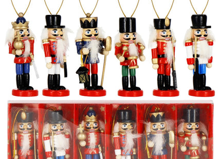 Notenkraker Kerst | Houten Soldaat | Kerstversiering | 6 Stuks | Multicolor | 8 cm