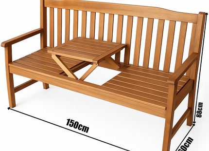 Tuinbank | Tuinbankje | Zitbank Buiten | Naaldhout | Met Tafel | 150 x 66 x 88 cm | Medium
