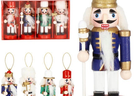 Notenkraker Kerst | Houten Soldaat | Kerstversiering | 4 Stuks | Multicolor | 10 cm